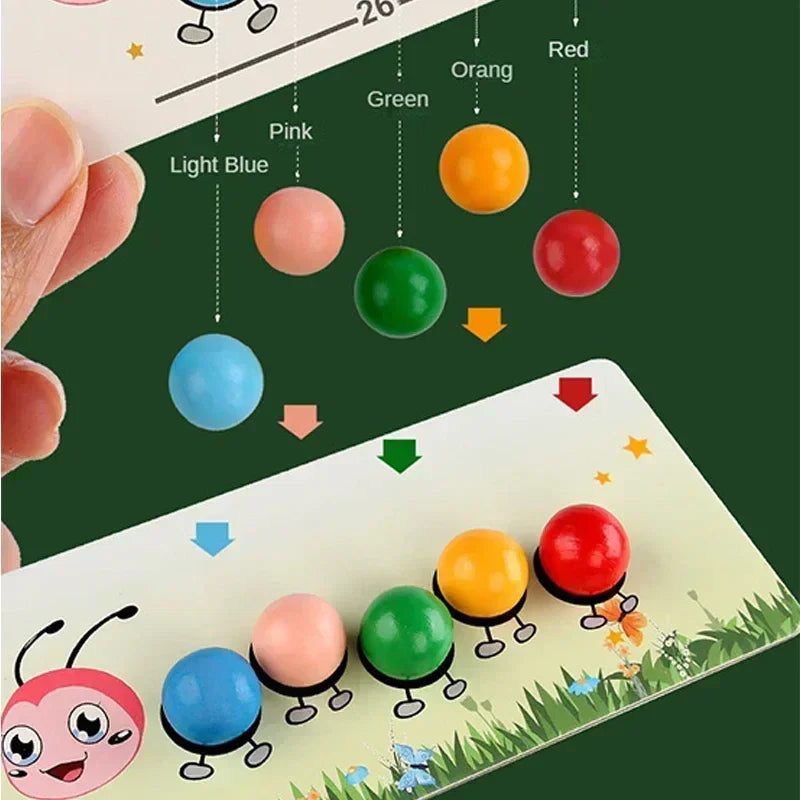 Wooden Clip Beads™ – Colorful Moving Fun with Caterpillar – Color & Motor Skills Toys